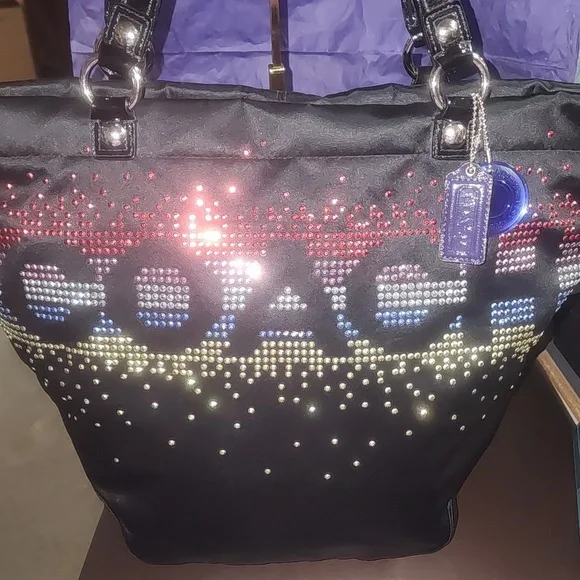 Coach Special Edition Holiday Tote Bag with Multicolor Shimmering Accents Euc - Picture 5 of 16